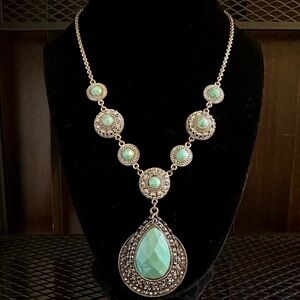 Vintage Trifari Necklace - Faux Turquoise - Authentic Crown logo